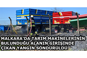 Malkara`da Tarım Makinelerinin Bulunduğu Alanın Girişinde Çıkan Yangın Söndürüldü